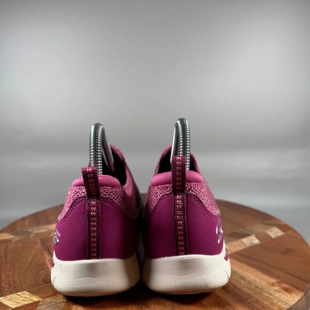 Skechers Arch Fit Women 8 Raspberry Pink Slip On Walking Shoes 104091 RAS